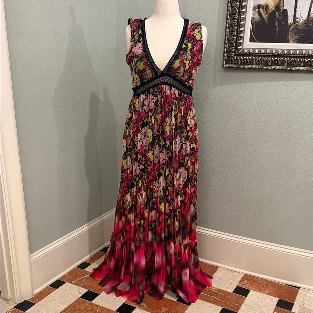 Jean Paul Gaultier Pink and Black Floral Maxi Dress